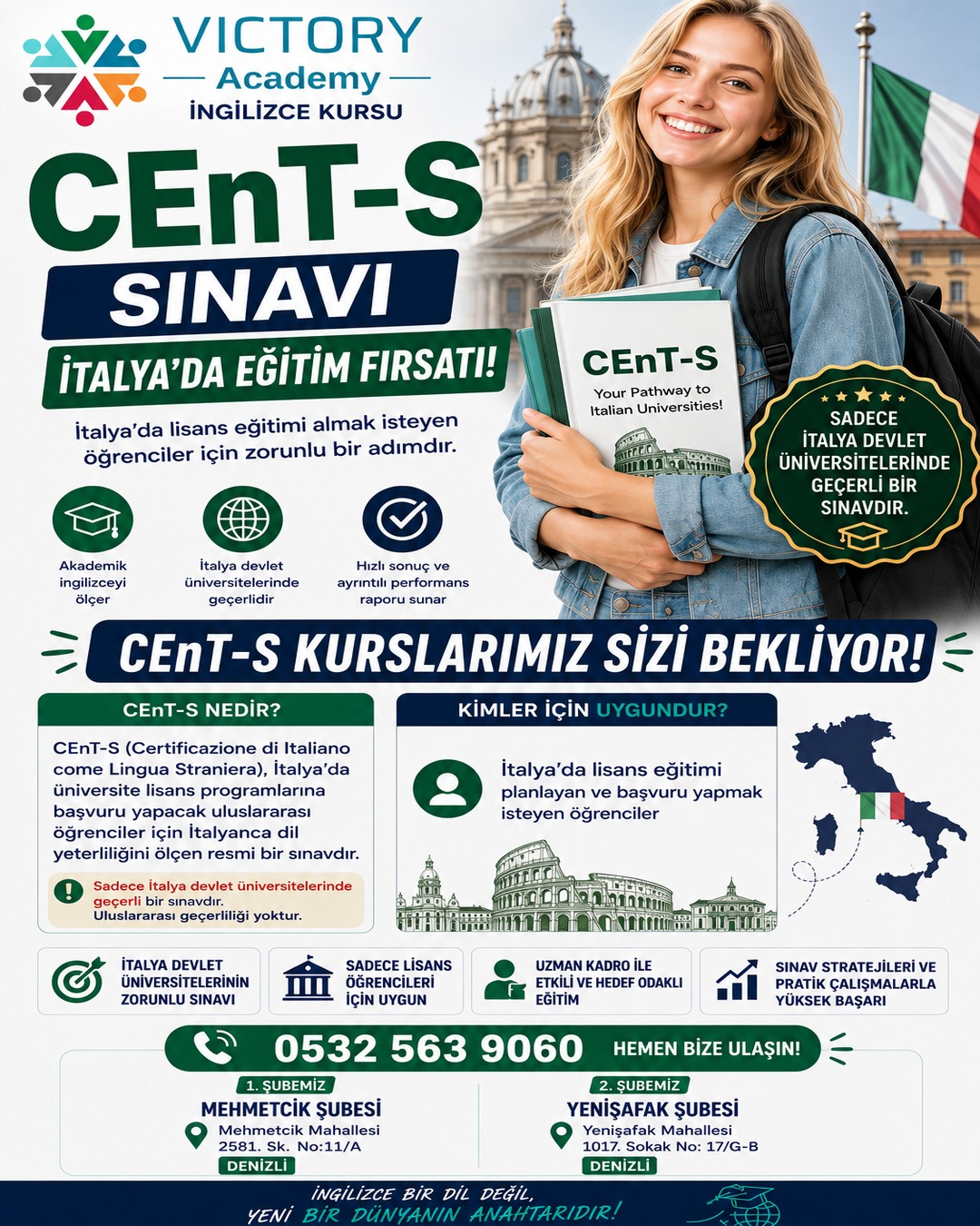 Victory Academy CEnT-S İtalya üniversite giriş sınavı hazırlık kursu duyurusu